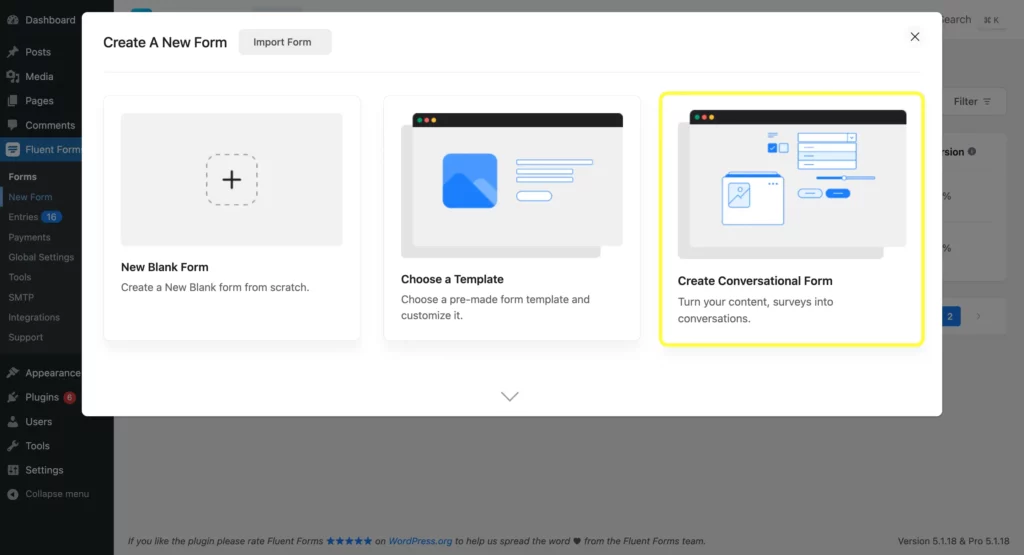 Creating a conversational form in Fluent Forms